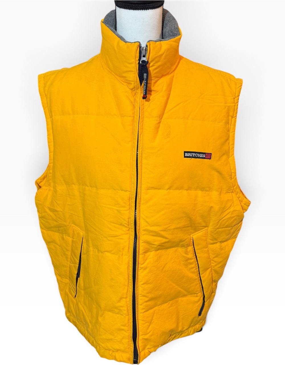 Vintage Britches Great Outdoors Mens Fleece Lined Puffer Vest Gilet Yellow, L
